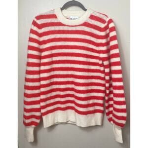 NWT GANNI SWEATER RED WHITE STRIPED ALPACA WOOL KNIT SOFT FEMININE COQUETTE
